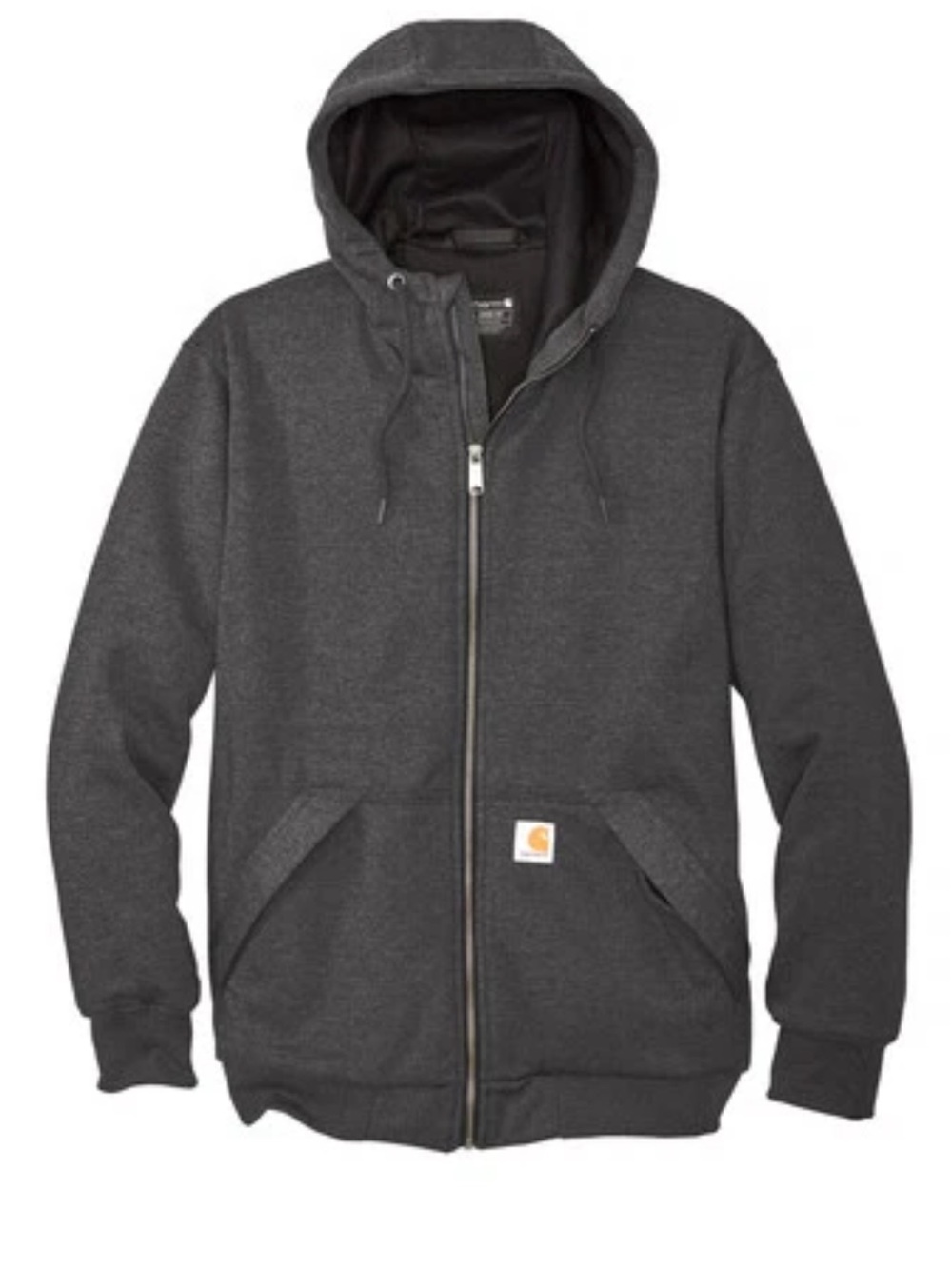 Carhartt Rain Defender Dark Charcoal Full-Zip Sherpa Lined Hooded Sweatshirt
